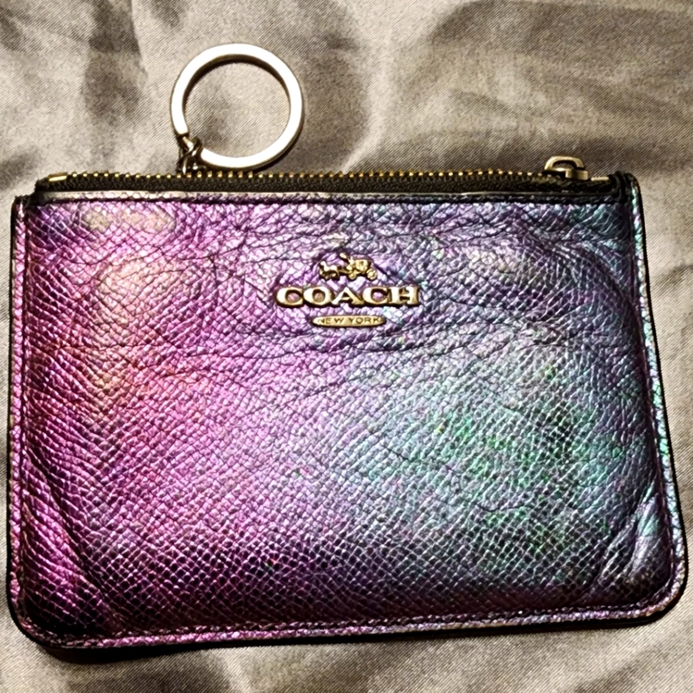 Coach coin purse in holographic oil slick
